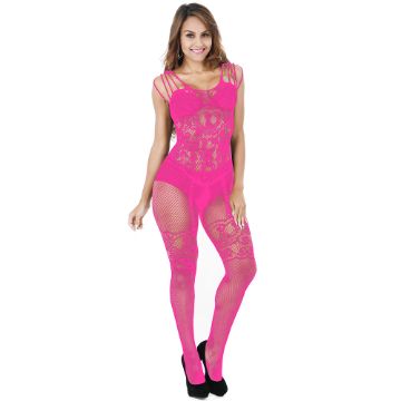 Picture of KILLER Lace and Fishnet Crotchless Basque Bodystocking*Rose