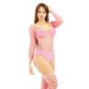 Picture of Sheer Pothole Netted Bodysuit Set*Pink