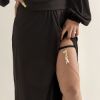 Picture of Fashion Geometric Leaf Tassel Pendant Elastic Leg Chain*Golden