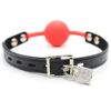 Picture of BDSM Silicone Ball Gag with Lock Leather Strap*Red