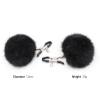 Picture of Feather Fur Ball Sexy Metal Clips Nipple Clamps*Black