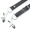 Picture of Bondage Faux Leather Spreader Straps Clitoral Clamps