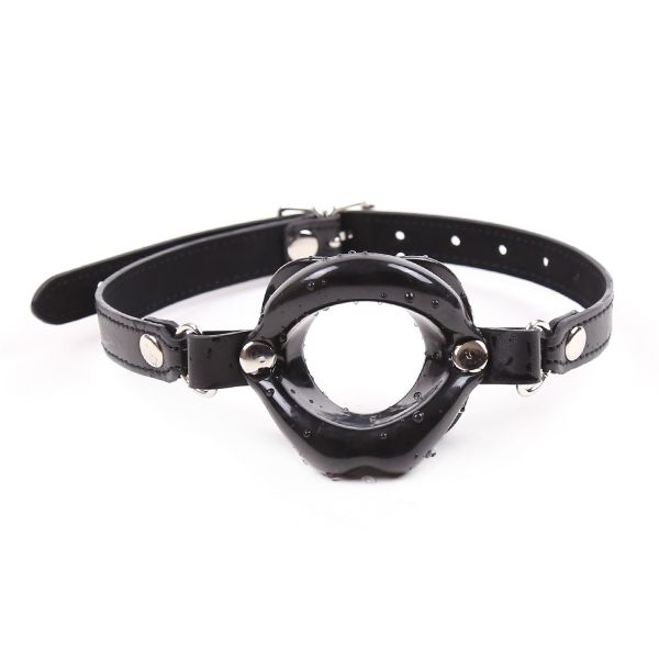 Picture of Silicone Open Mouth Black Lip Gag 1.4-Inches Diameter