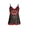 Picture of Plus Size Black and Red Lace Adjustable Spaghetti Straps Babydoll*Size XL