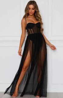 Picture of Black Mesh Sheer See-Through Nightgown*Size S