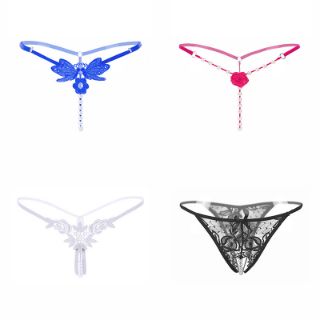 Picture of 4pack Women's Crotchless Panties T-back Underwear String Thongs Lingerie*Size S