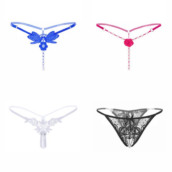 Picture of 4pack Women's Crotchless Panties T-back Underwear String Thongs Lingerie