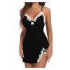 Picture of Black Cute Bow Adjustable Lace Babydoll Chemise