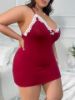 Picture of Red Cute Bow Adjustable Lace Babydoll Chemise