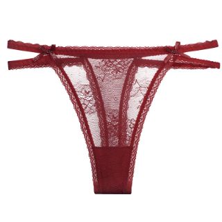 Picture of TARA Red Thin Strap Lace Satin Panties*Size S