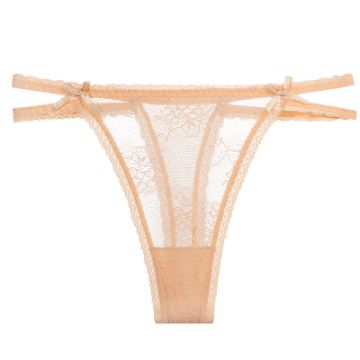 Picture of TARA Nude Thin Strap Lace Satin Panties