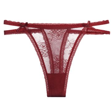 Picture of TARA Red Thin Strap Lace Satin Panties