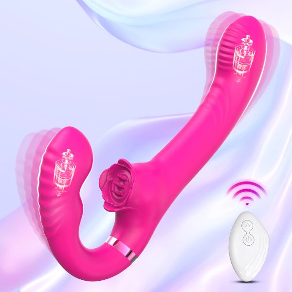 Picture of Moyna Dual Motor Triple Spot Stimulation Remote Control Vibrator - Rose