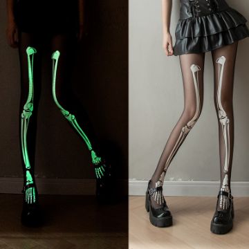 Picture of Glow In The Dark Skeleton Fishnet Pantyhose