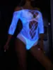 Picture of Glow In The Dark Blue Sexy Fishnet Bodystocking