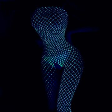 Picture of Glow In The Dark Blue Charming Fishnet Bodystocking