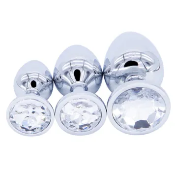 Picture of White Jewelled Aluminium Prostate Massage Butt Plug - Small