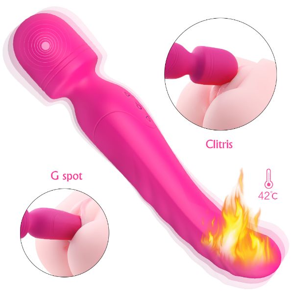 Picture of Iris G Spot Clitoral Warming Dual Motor Wand Vibrator - Rose