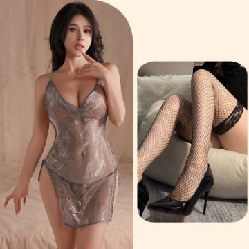 Picture of Bunny See-Through Nightgown Fishnet Set